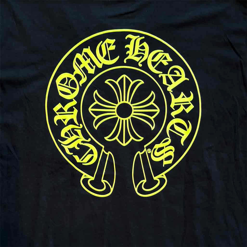 Chrome Hearts Floral Horseshoe Short Sleeve T-Shirt Black Neon