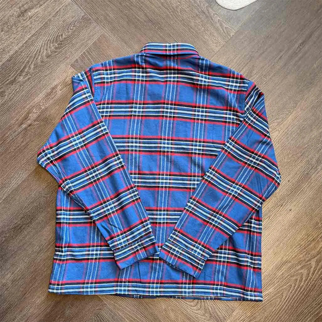 Chrome Hearts Work Dog Padded Flannel Shirt Blue Red