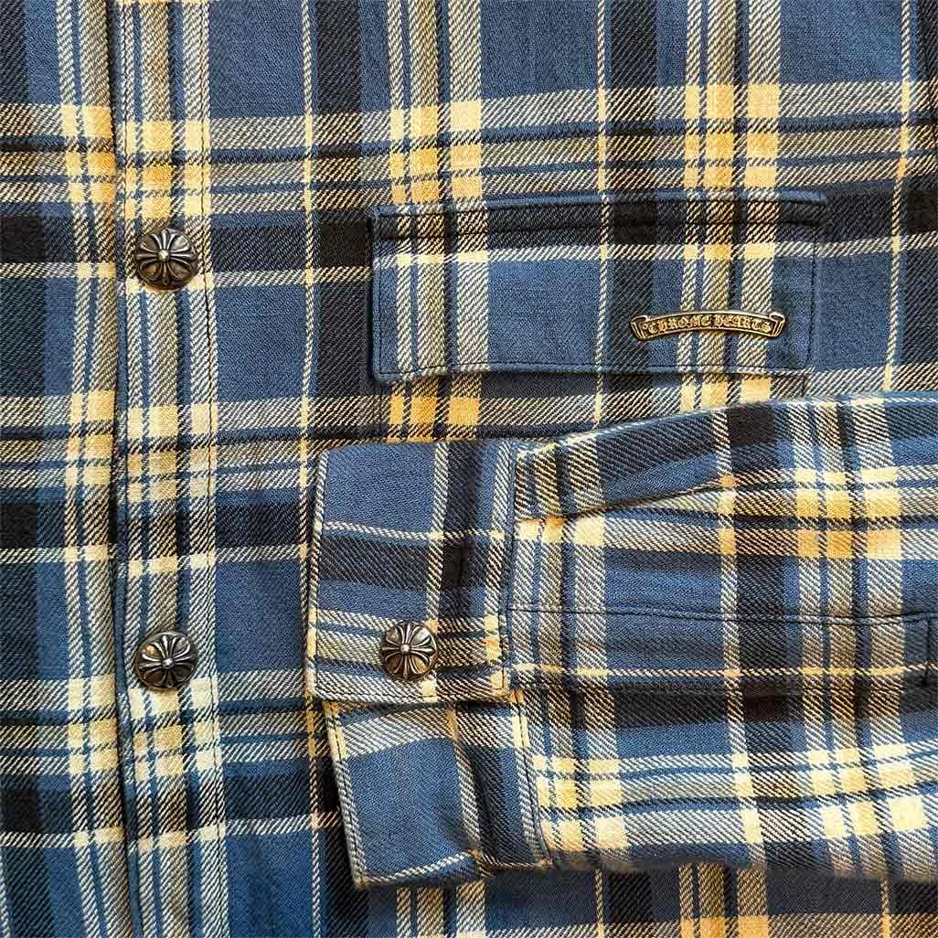 Chrome Hearts Quilted Flannel Jacket Blue White Yellow