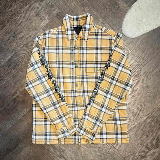 Chrome Hearts Quilted Flannel Floral Jacket Yellow Black