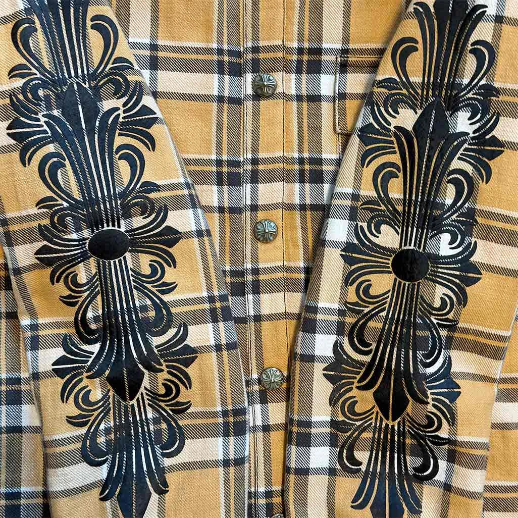 Chrome Hearts Quilted Flannel Floral Jacket Yellow Black