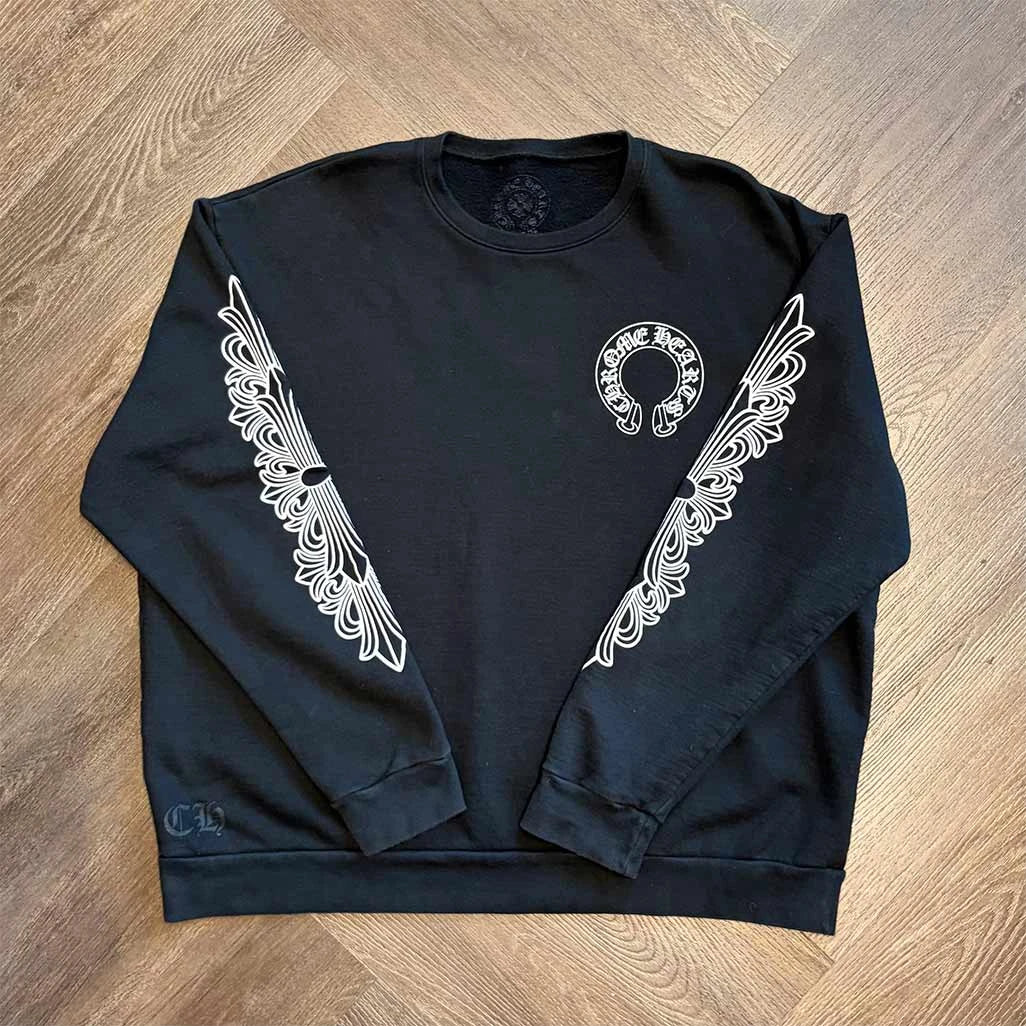 Chrome Hearts Black Floral Horseshoe Sweatshirt