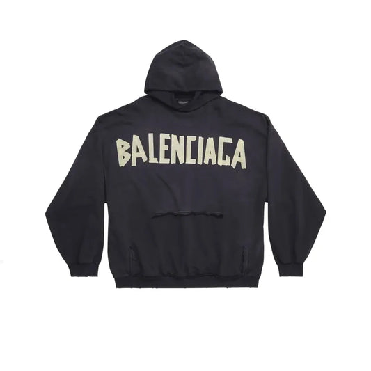 Balenciaga Ripped Pocket Hoodie 'Washed Black'