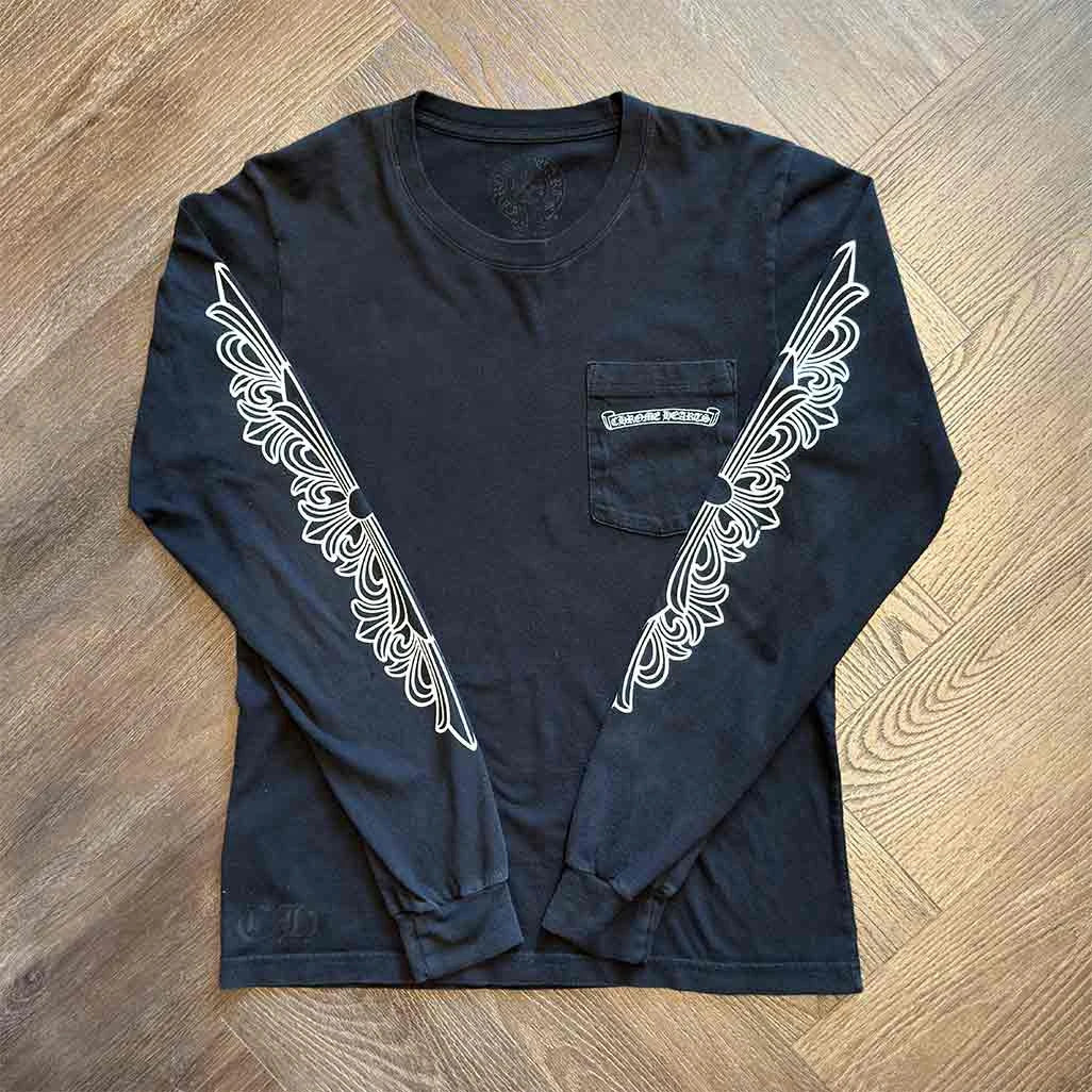 Chrome Hearts Floral Aspen Long Sleeve T-Shirt Black White