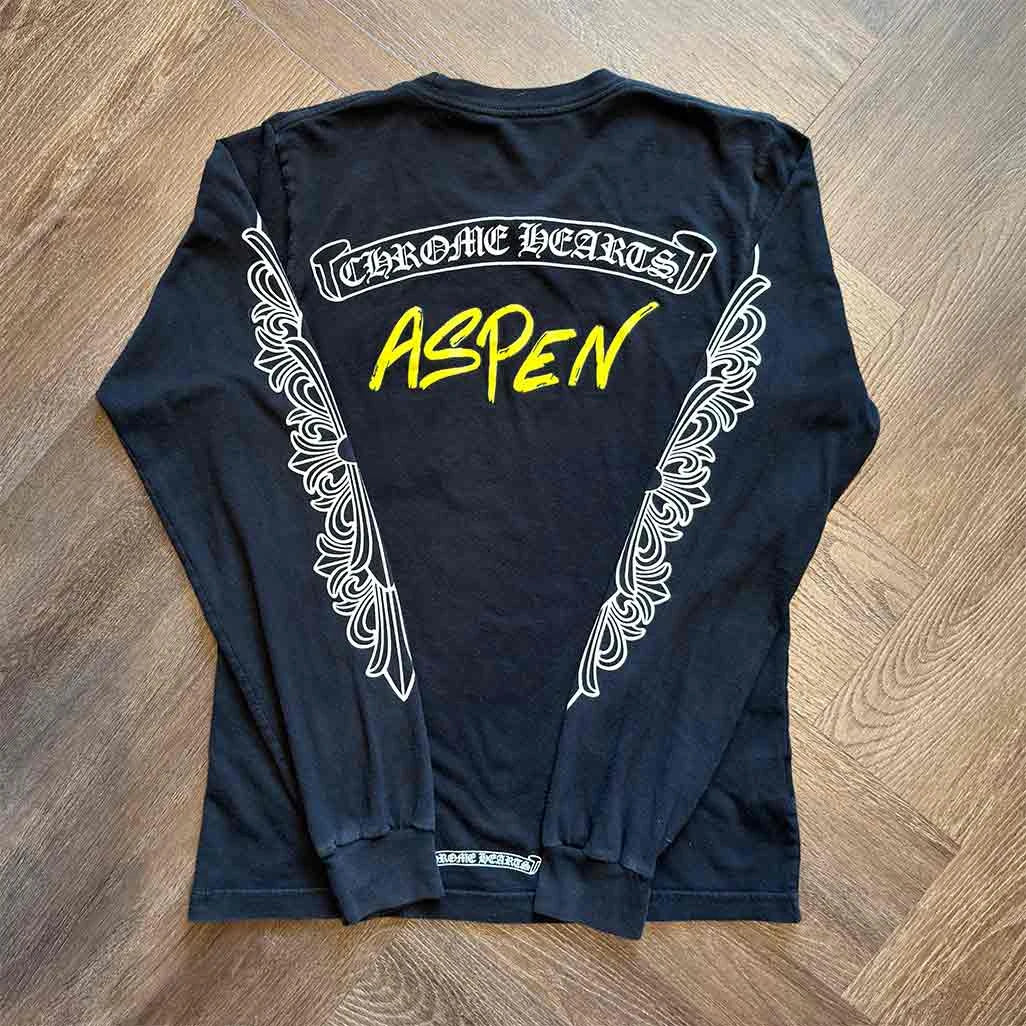 Chrome Hearts Floral Aspen Long Sleeve T-Shirt Black White