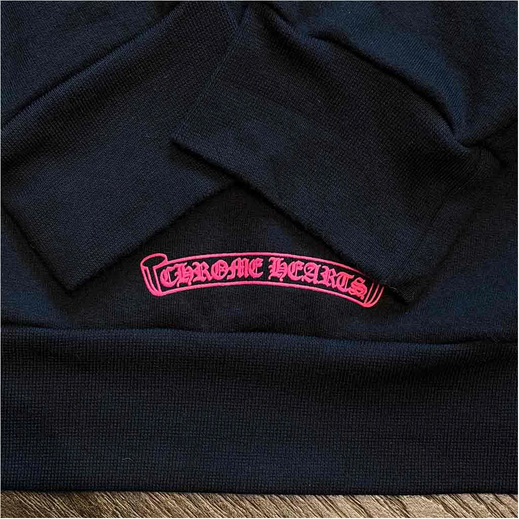 Chrome Hearts Floral Horseshoe Zip-Up Hoodie Black Hot Pink