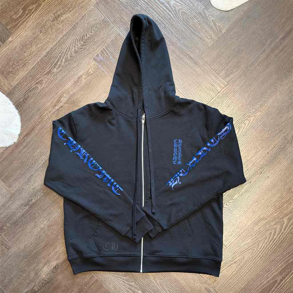 Chrome Hearts Full-Zip Thermal Hoodie Black Blue