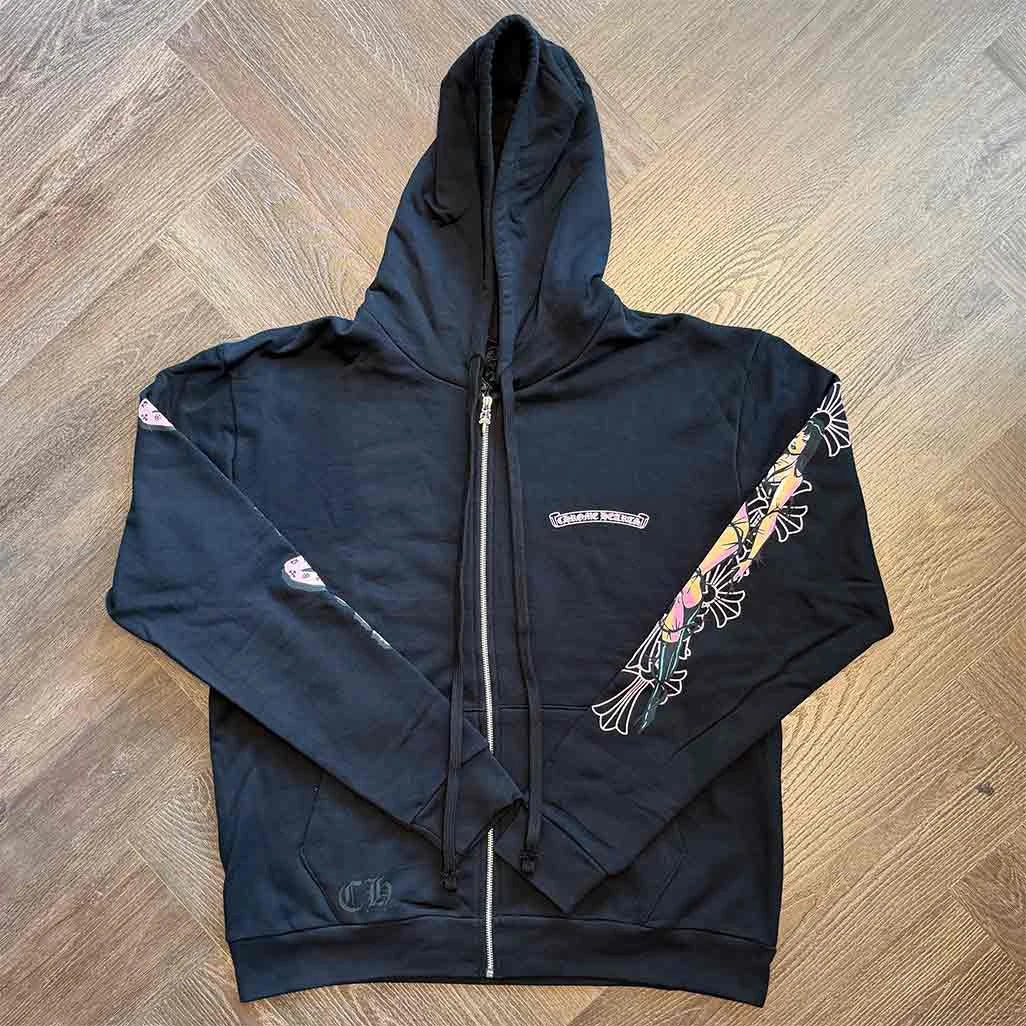 Chrome Hearts x Deadly Doll Full-Zip Hoodie Black Pink