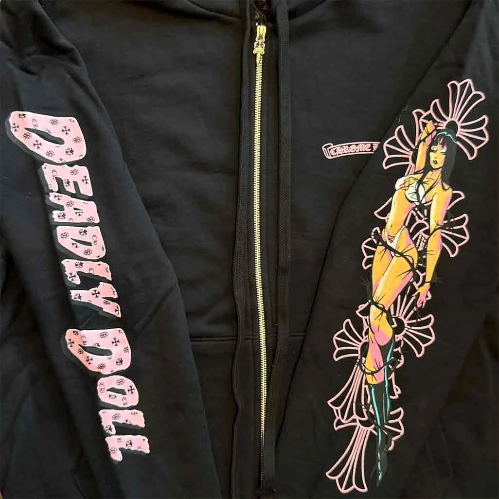 Chrome Hearts x Deadly Doll Full-Zip Hoodie Black Pink