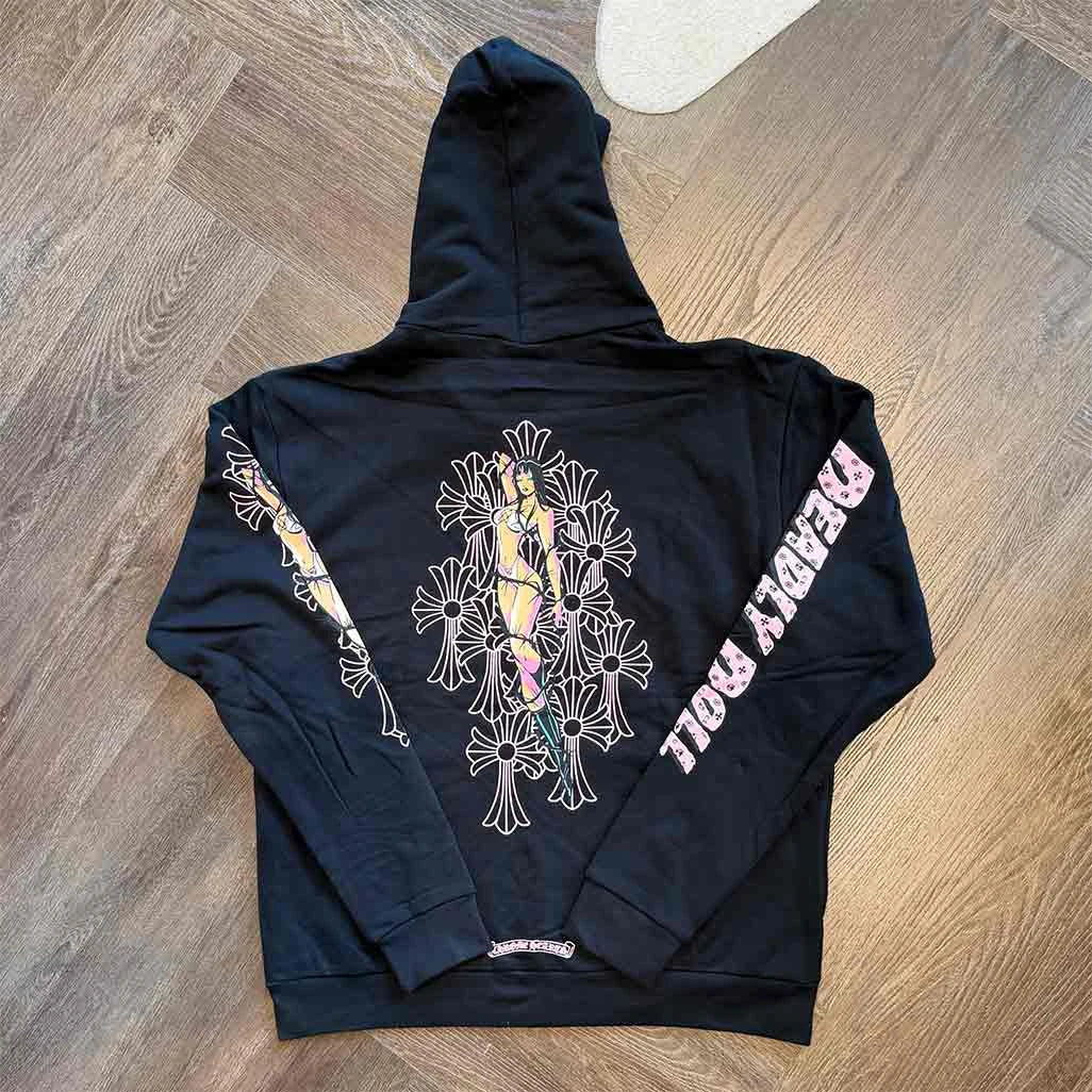 Chrome Hearts x Deadly Doll Full-Zip Hoodie Black Pink