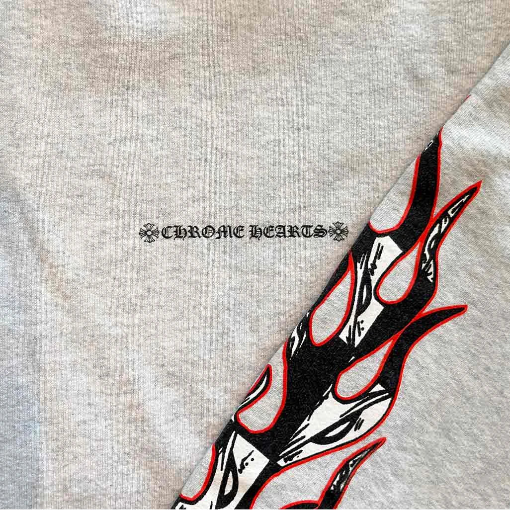 Chrome Hearts Matty Boy Flames Grey Pullover Hoodie