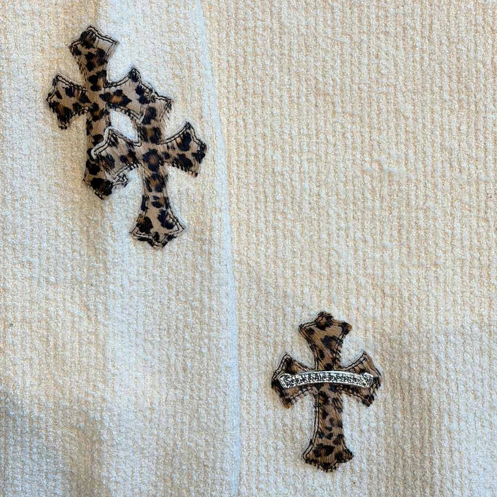 Chrome Hearts Cashmere Leopard Patch Beige Sweatshirt