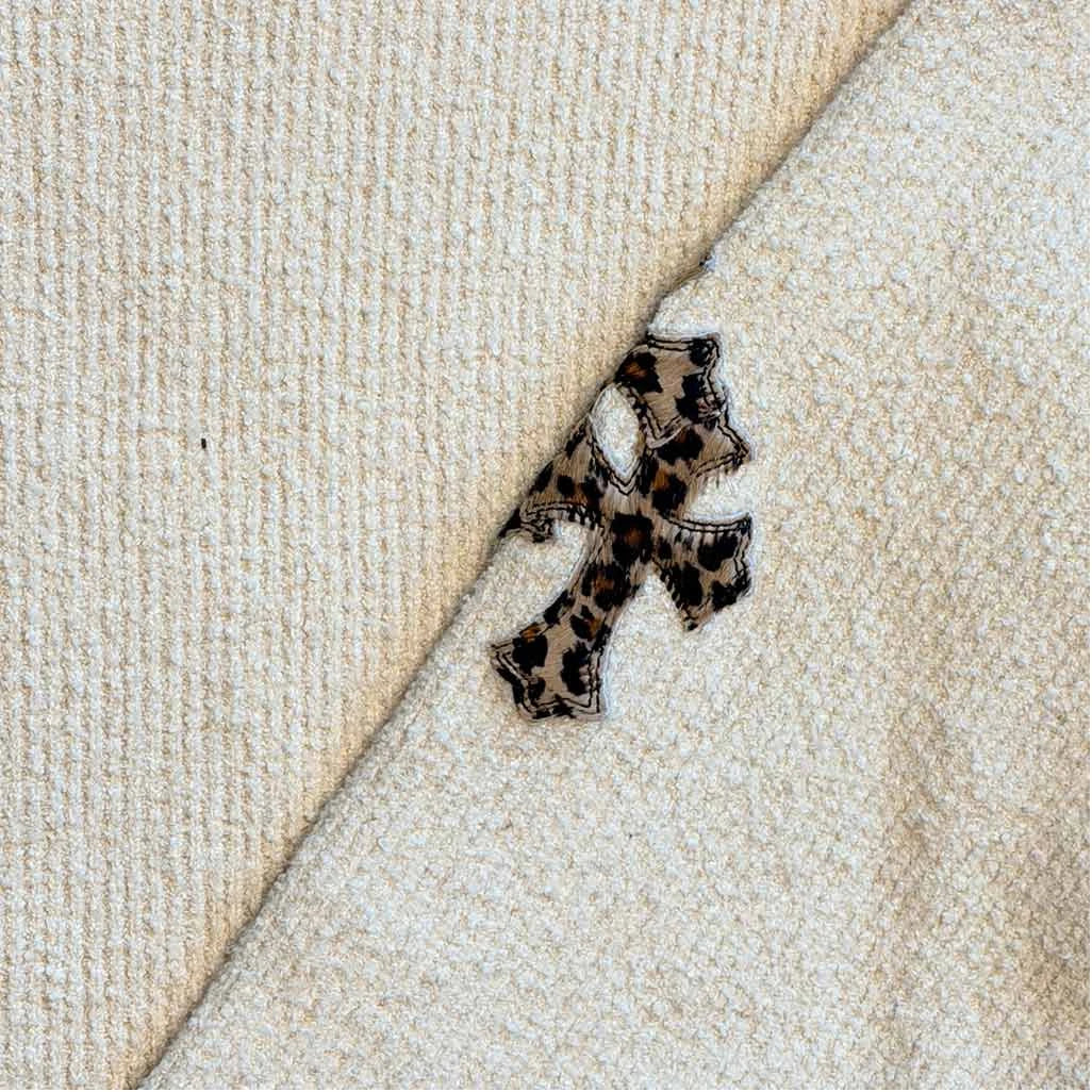 Chrome Hearts Cashmere Leopard Patch Beige Sweatshirt