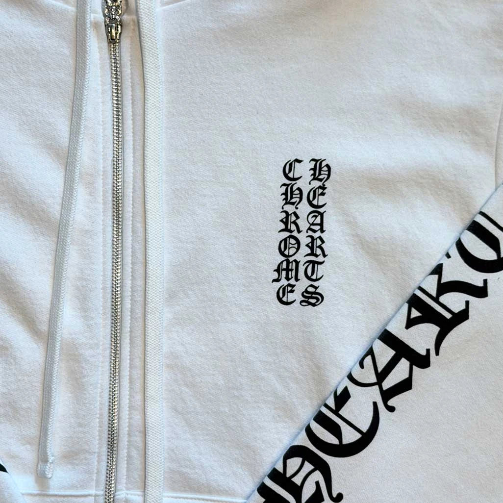 Chrome Hearts Zipped Scroll White Black Hoodie