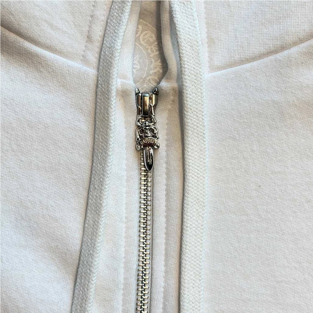 Chrome Hearts Zipped Scroll White Black Hoodie