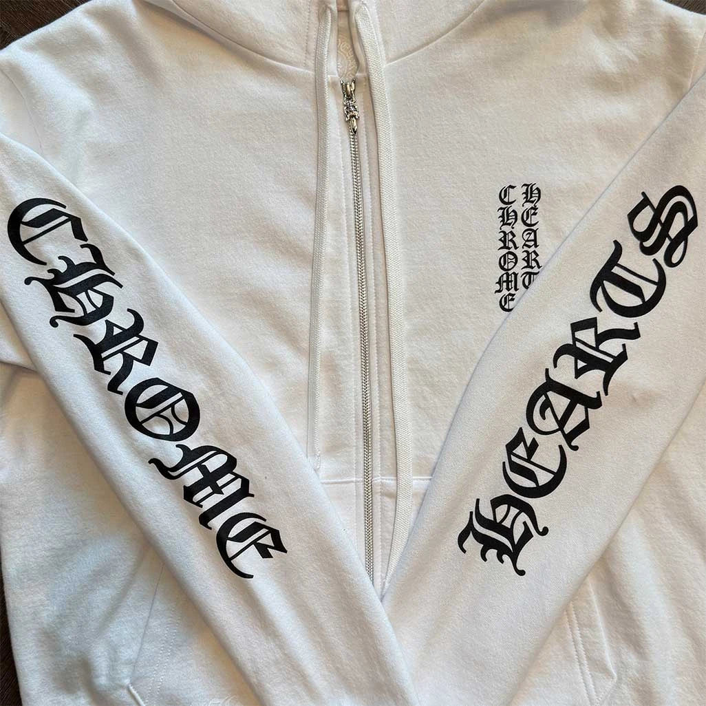 Chrome Hearts Zipped Scroll White Black Hoodie
