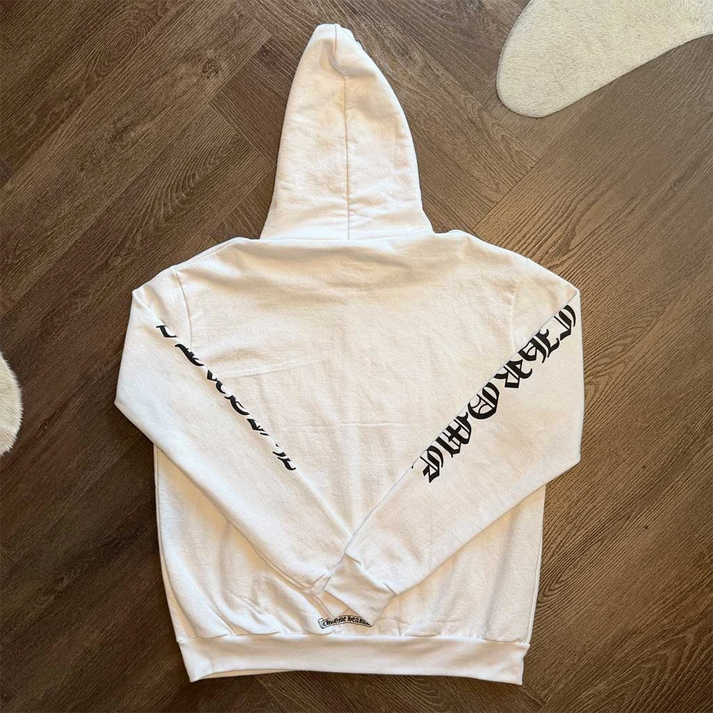 Chrome Hearts Zipped Scroll White Black Hoodie