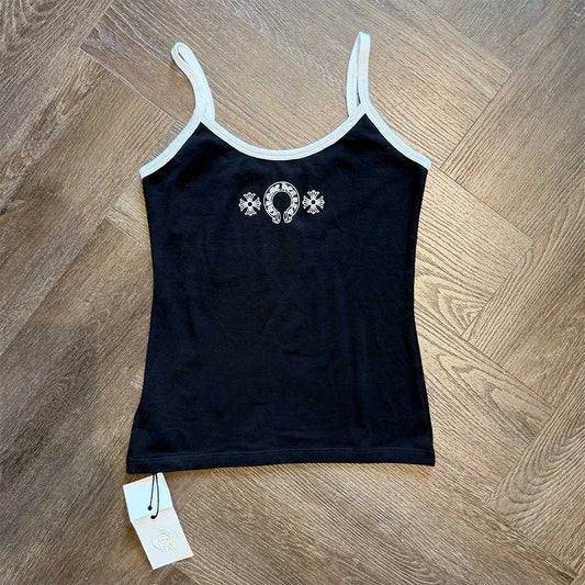 Chrome Hearts Black White Horseshoe Tank Top