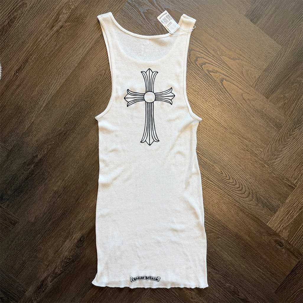 Chrome Hearts T-Bar Logo Back Cross Print Tank Top