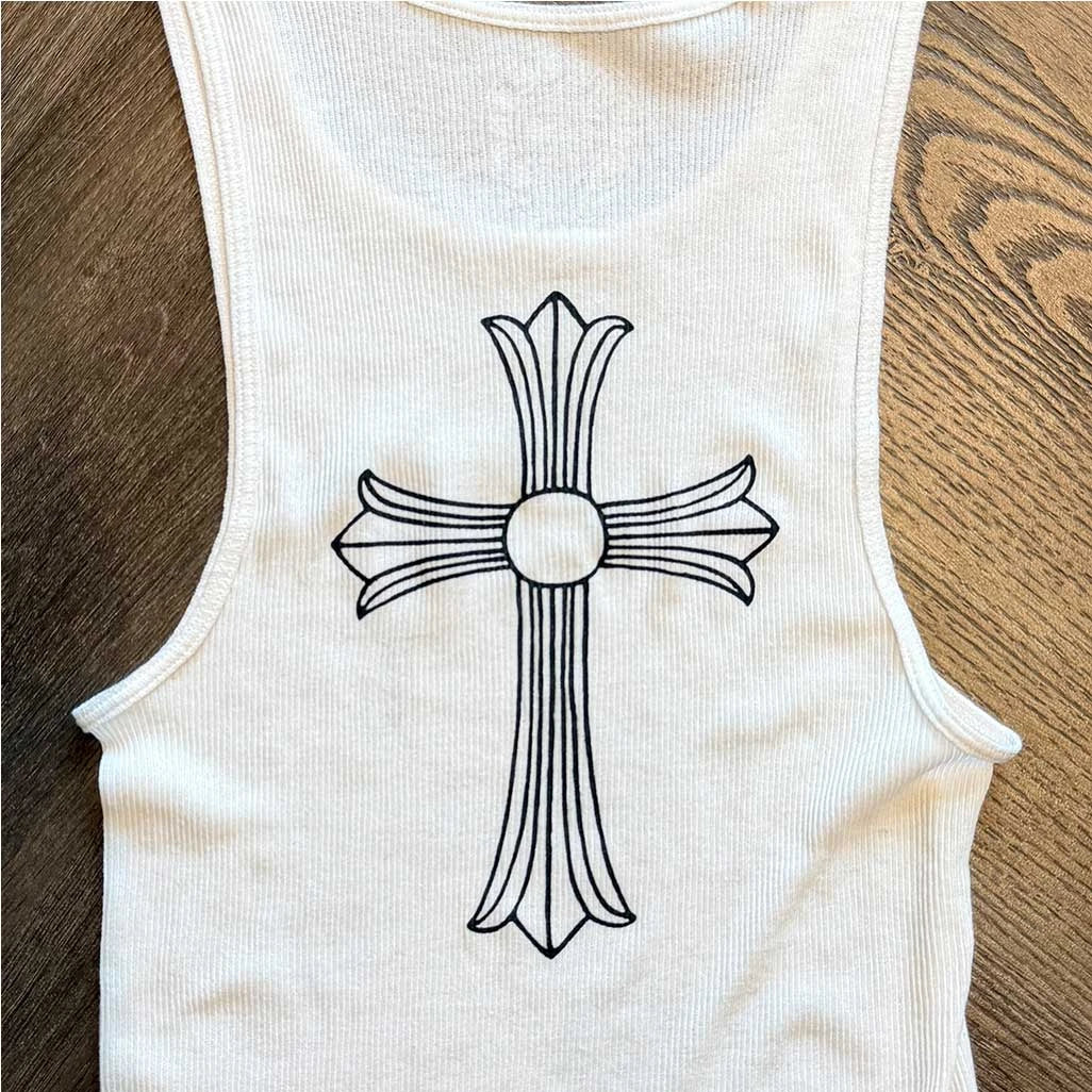 Chrome Hearts T-Bar Logo Back Cross Print Tank Top