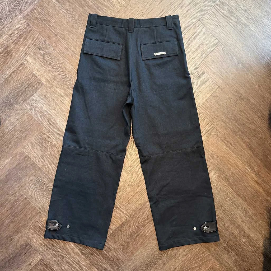 Chrome Hearts Ankle Straps Cross Ball Button Wide Leg Denim Pants