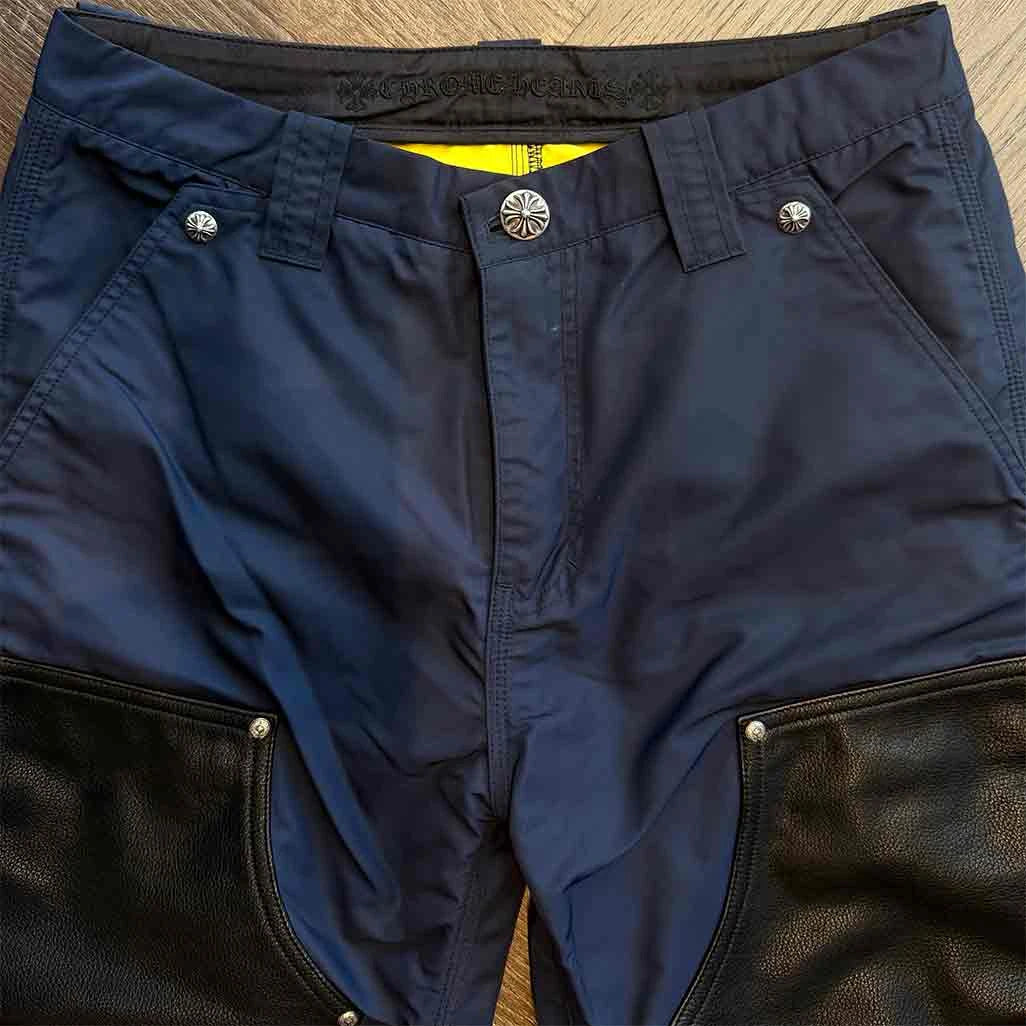 Chrome Hearts Leather Double Knee Nylon Carpenter Pants