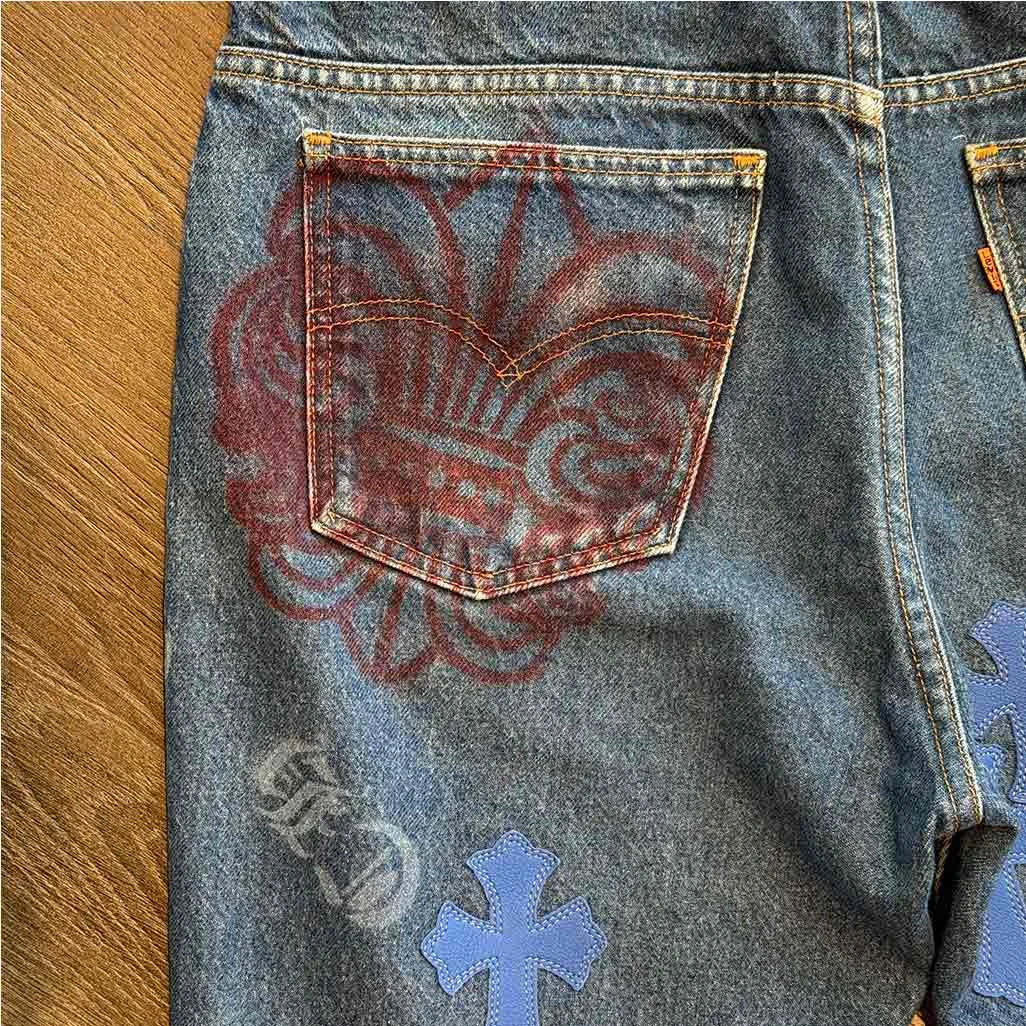 Chrome Hearts Stencil Blue Jeans
