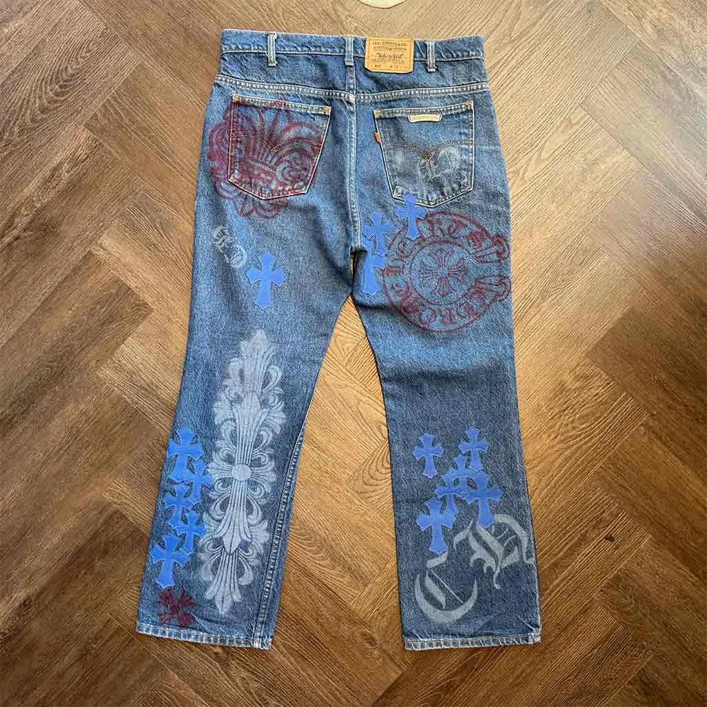 Chrome Hearts Stencil Blue Jeans