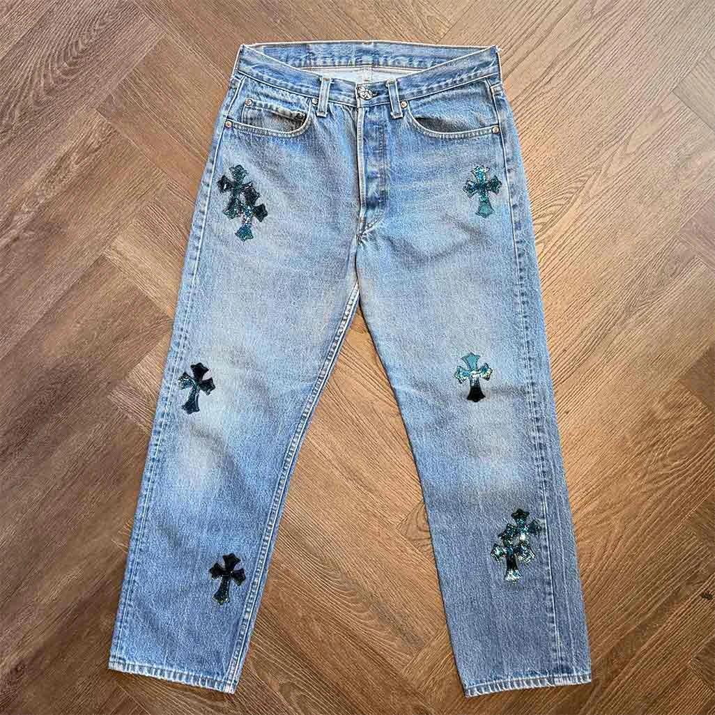 Chrome Hearts Galaxy Blue Jeans