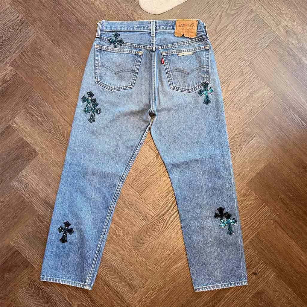 Chrome Hearts Galaxy Blue Jeans