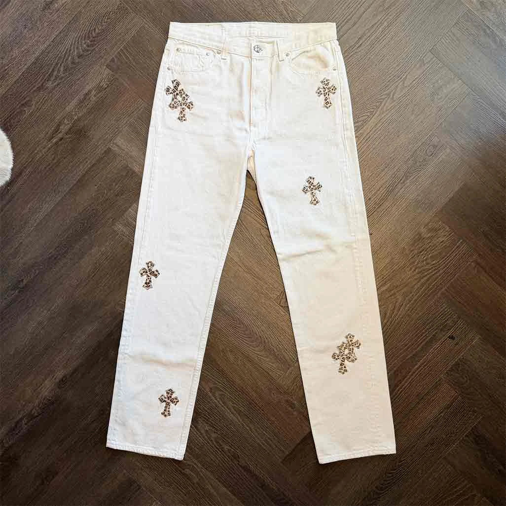 Chrome Hearts White Leopard Jeans