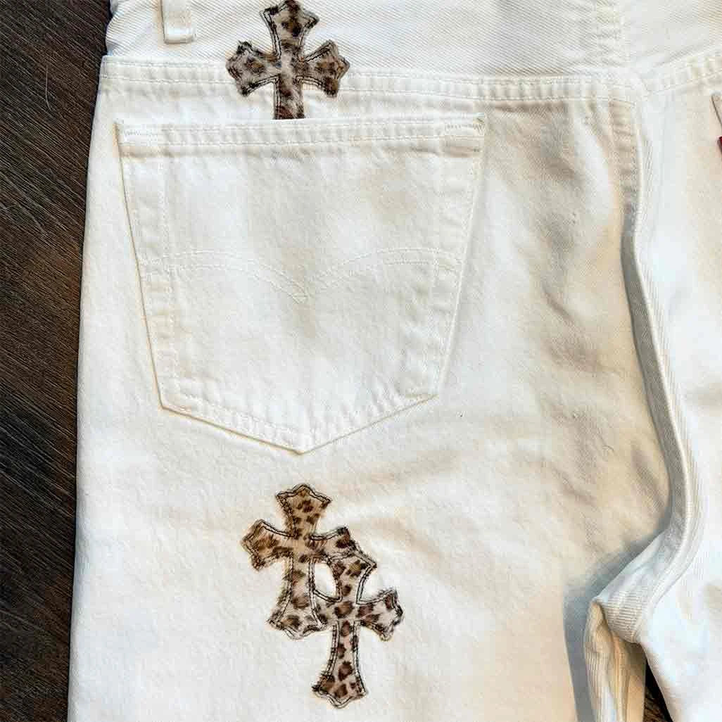 Chrome Hearts White Leopard Jeans
