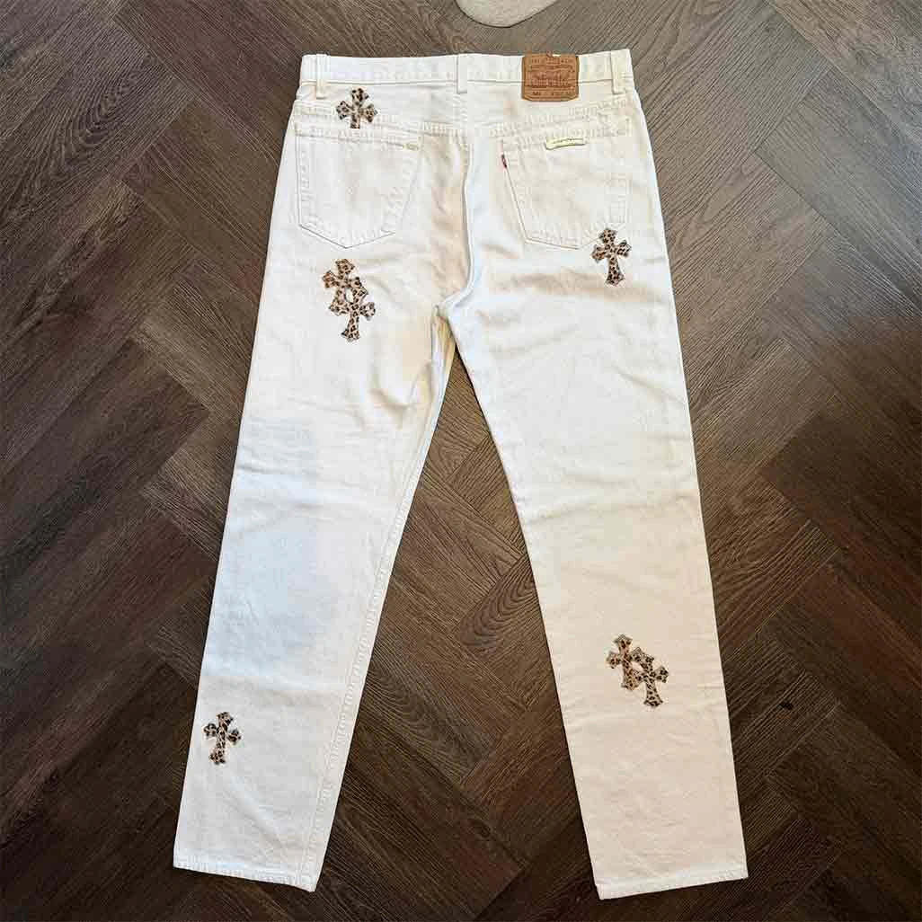 Chrome Hearts White Leopard Jeans