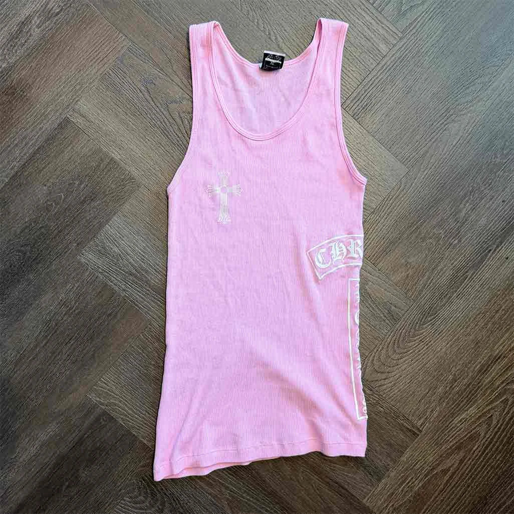 Chrome Hearts T-Bar Pink Cross Tank Top