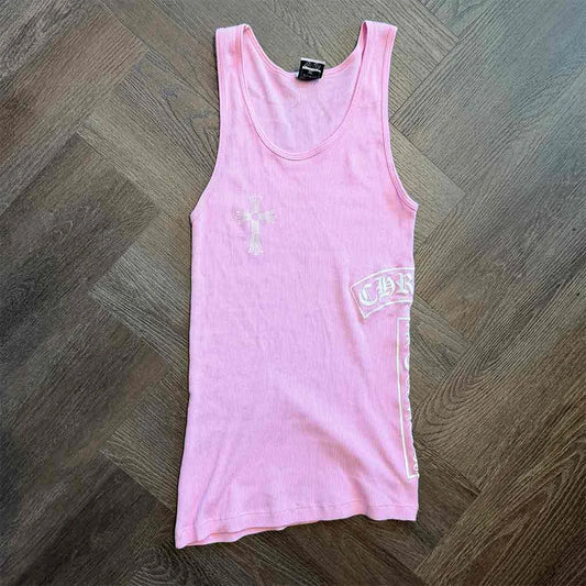 Chrome Hearts T-Bar Pink Cross Tank Top