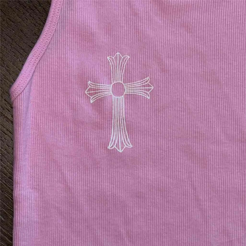 Chrome Hearts T-Bar Pink Cross Tank Top