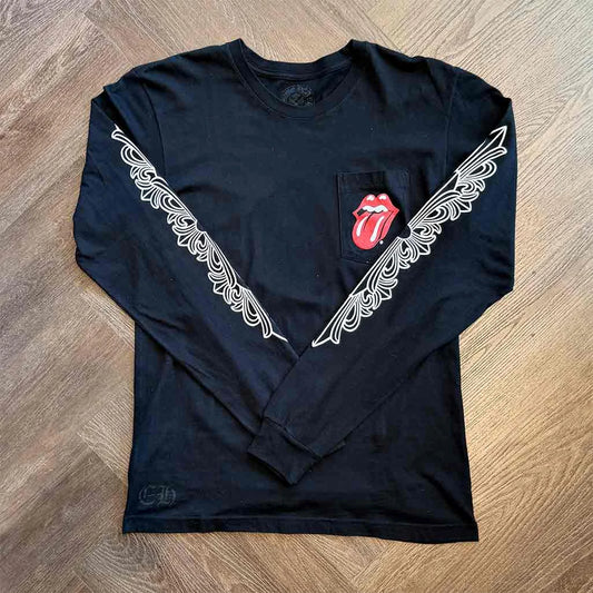 Chrome Hearts Rolling Stones Floral Black Long Sleeve T-Shirt