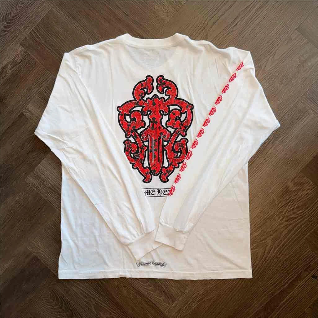 Chrome Hearts Red Dagger Long Sleeve T-Shirt