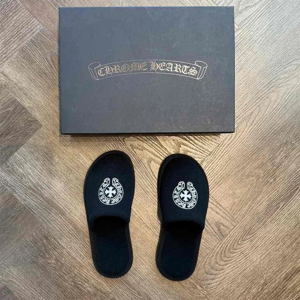 Chrome Hearts Hotel Slipper Black White