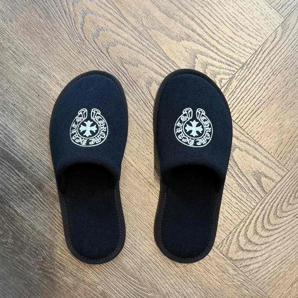 Chrome Hearts Hotel Slipper Black White