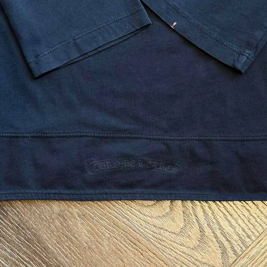 Chrome Hearts Horseshoe Logo Polo Shirt Silver Cross Buttons