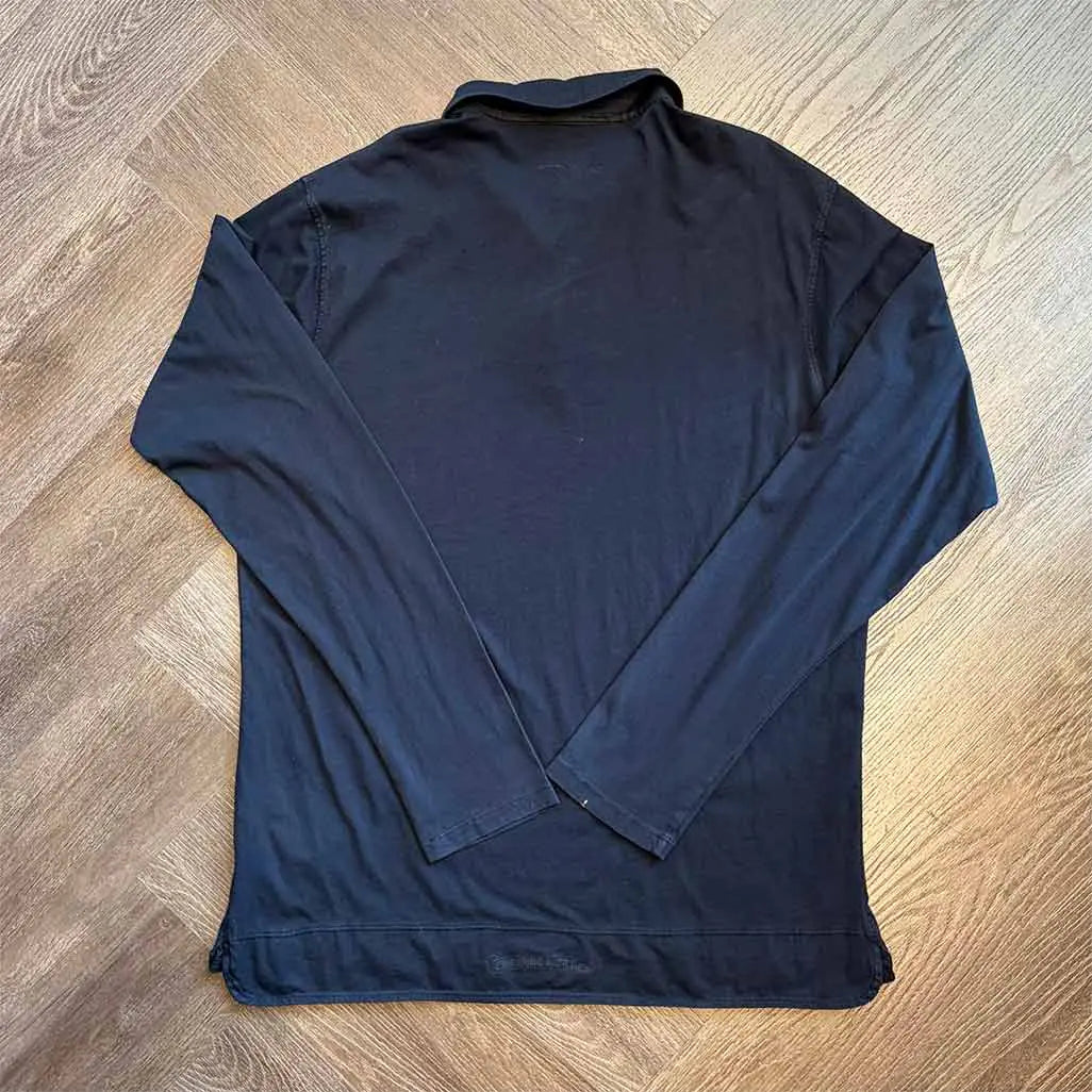 Chrome Hearts Horseshoe Logo Polo Shirt Silver Cross Buttons