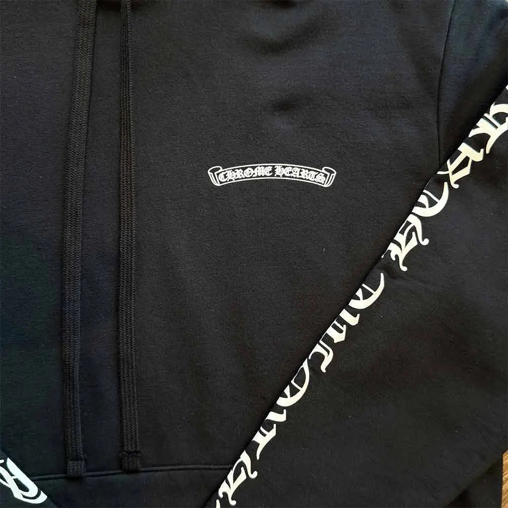 Chrome Hearts Scroll Logo Zip Up Hoodie 'Black'