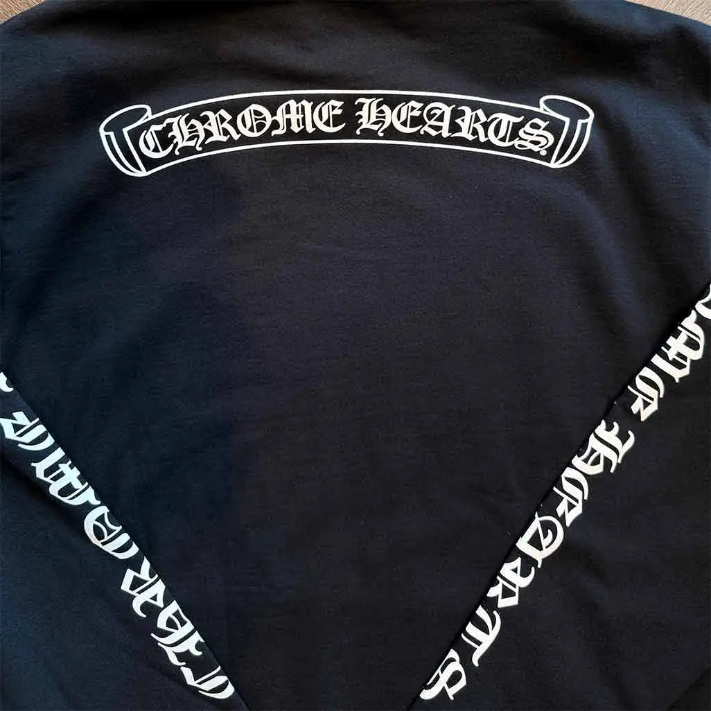 Chrome Hearts Scroll Logo Zip Up Hoodie 'Black'