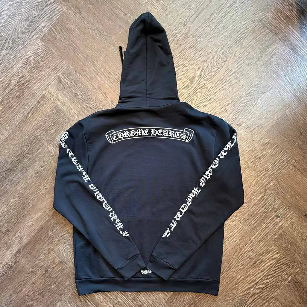 Chrome Hearts Scroll Logo Zip Up Hoodie 'Black'