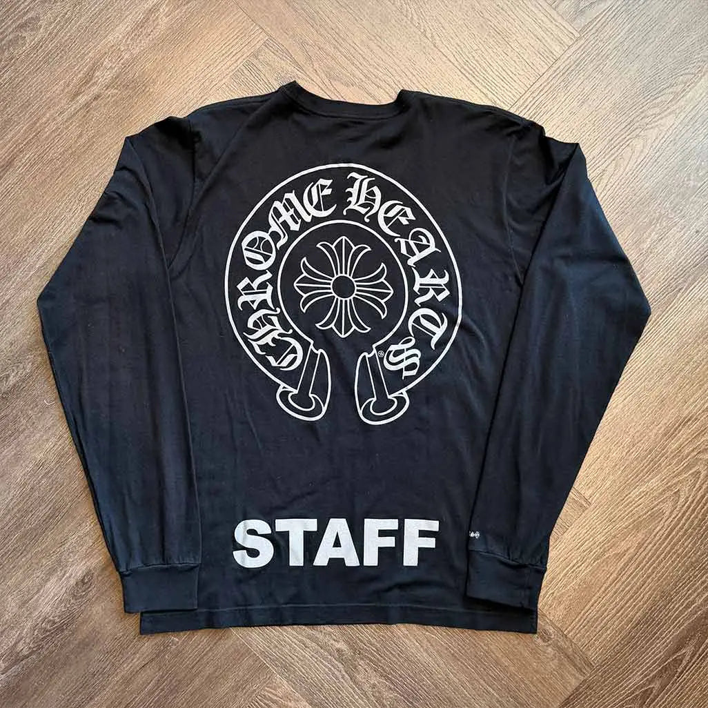 Chrome Hearts Black & Grey Staff Horseshoe Logo Longsleeve T-Shirt