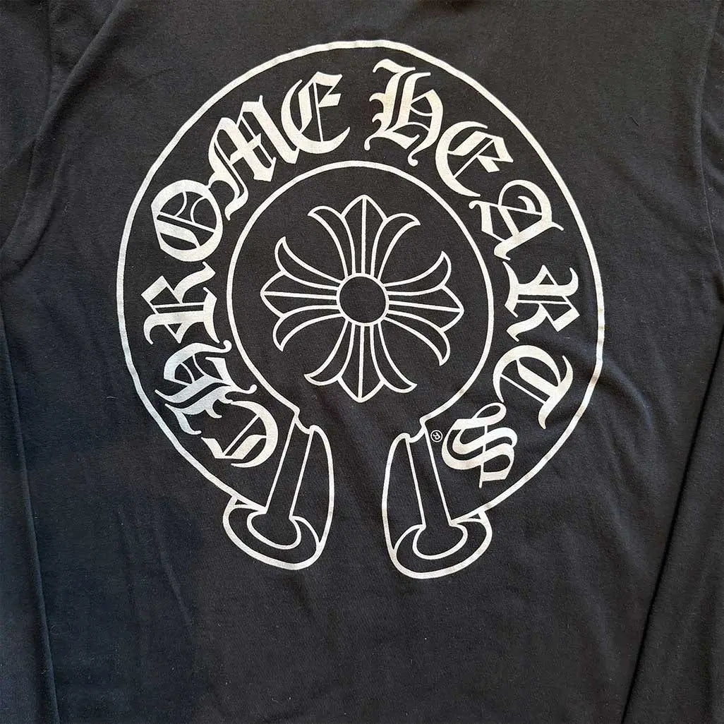 Chrome Hearts Black & Grey Staff Horseshoe Logo Longsleeve T-Shirt