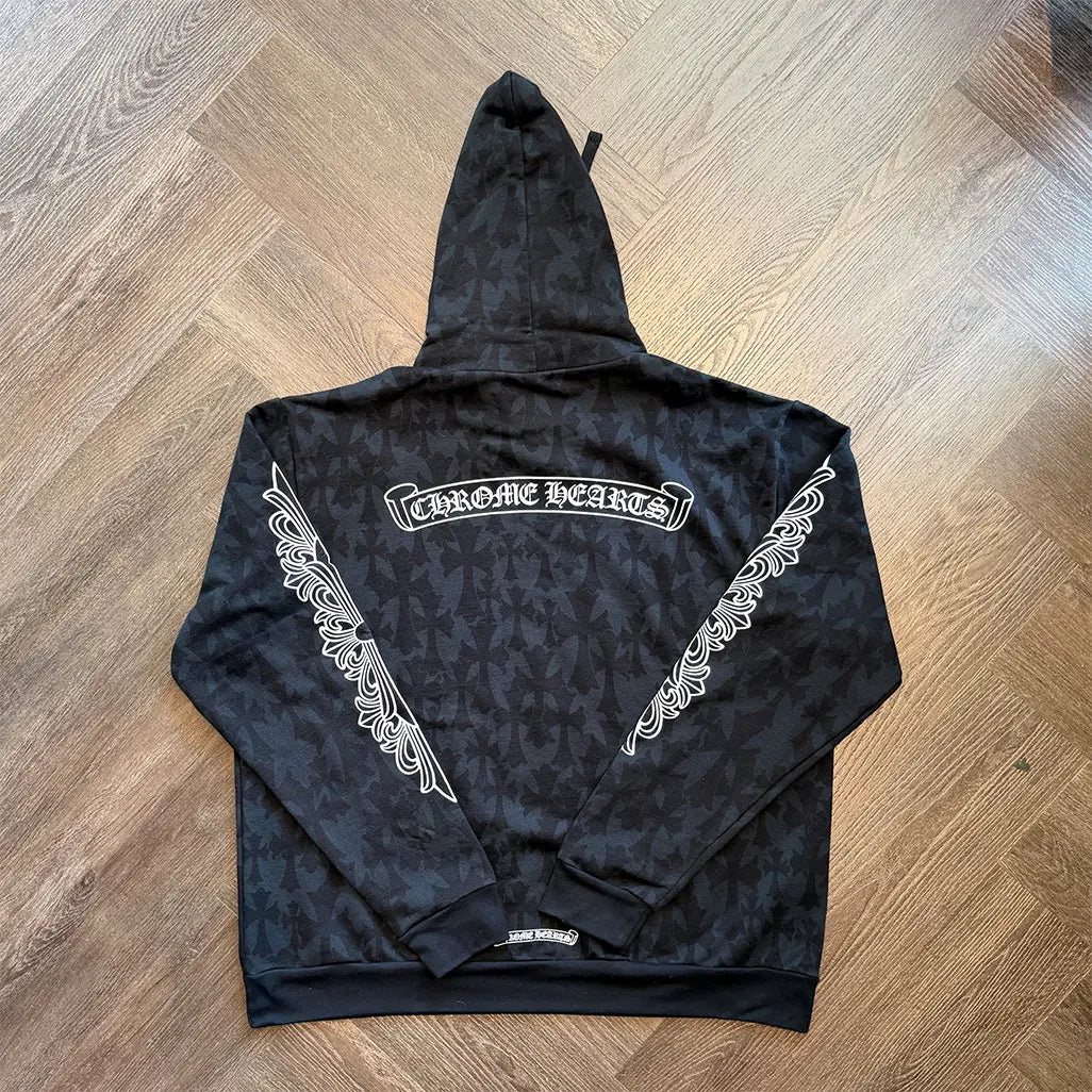 Chrome Hearts Plus Cross All Over Print Hoodie 'Black'
