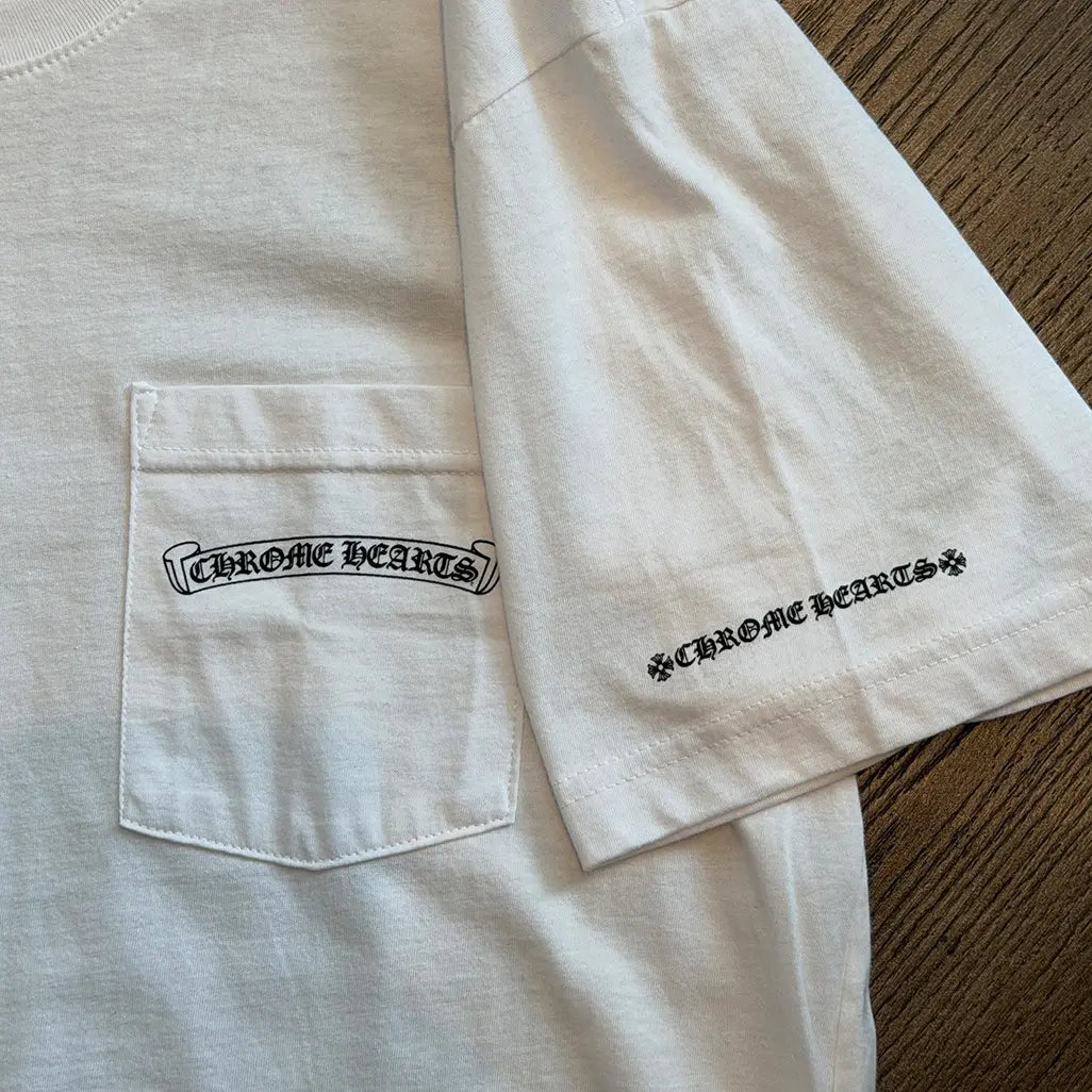 Chrome Hearts  Scroll Logo Pocket T-shirt White