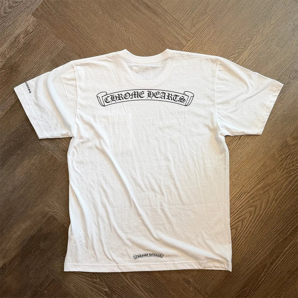 Chrome Hearts  Scroll Logo Pocket T-shirt White